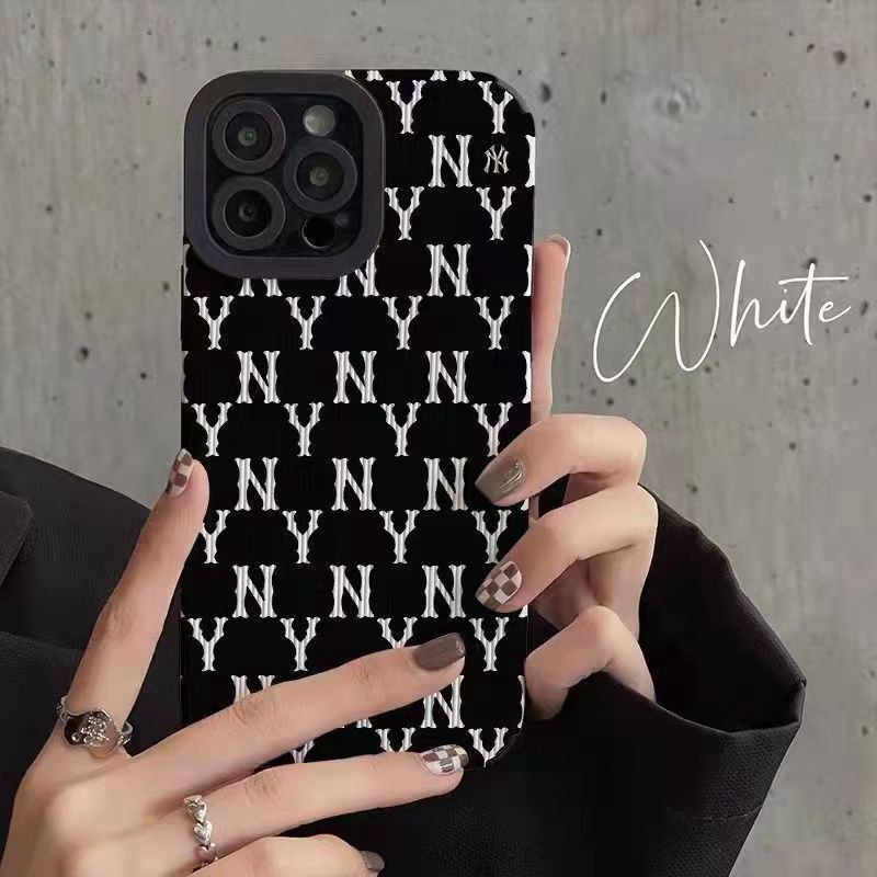 【Lamb Skin】City Girl Black NY character Soft Case for IPhone 6S 7 Plus 8 Plus X XS XR XS Max 11 13 12 14 PRO Max 14 Plus 12 13 Mini Camera Protect Women's Fashion