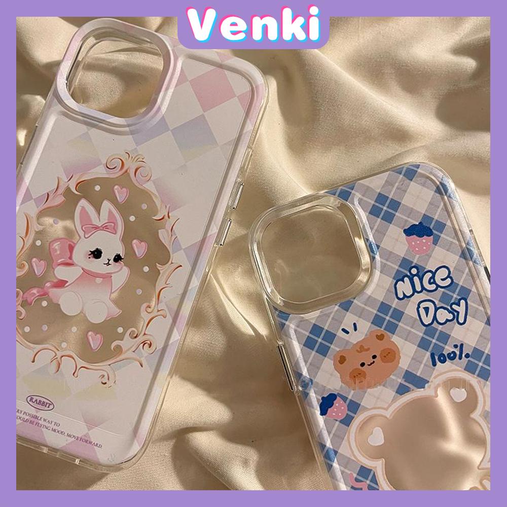 Case for iPhone 11 Soft TPU Clear Space Case Cute Cartoon Rabbit and Bear Plating Buttons Camera Protection ShockProof for iPhone 14 13 12 12 Plus 6 8 Plus XR XS