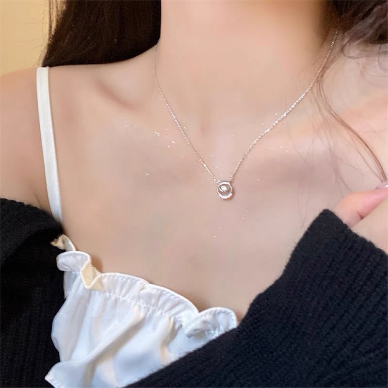 Kami Bunga Trendi Sprakling Detak Jantung Liontin Kalung Untuk Wanita Gadis Korea Elegan Berlian Imitasi Pesona Lingkaran Perak Kalung Pesta Pacaran Perhiasan Hadiah