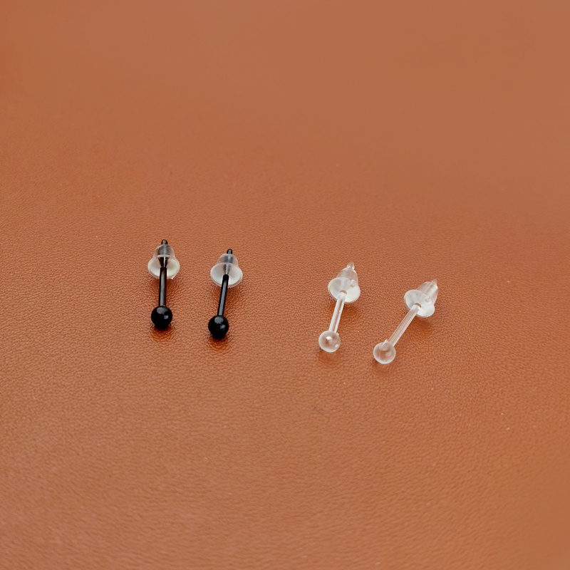 Cincin Tulang Telinga Tak Terlihat Resin Wanita Tidak Alergi Anti-Blocking Ear Studs Ear-Caring Earrings Anting Cincin Telinga Kecil