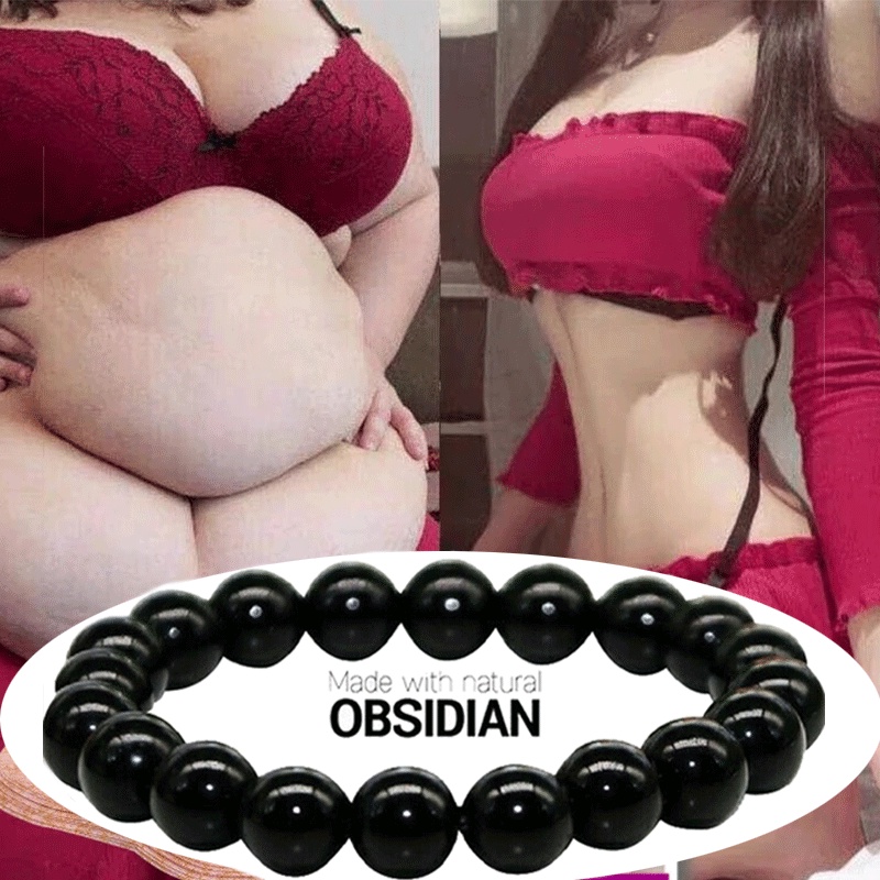 Gelang Batu Alam Obsidian Hitam/Pereda Lemak Unisex Melancarkan Peredaran Darah Anti Kecemasan Penurunan Berat Badan Bracelets Jewelry