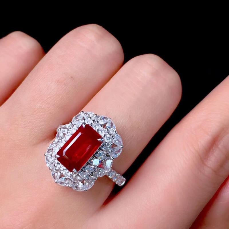 Goldkingdom Aksesoris Perhiasan Fashion Ready Stock Mewah Putri Merpati Darah Ruby Cincin Berlian Set Cincin Perhiasan Mewah Warna Warni