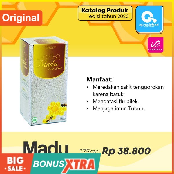 

DISKON Madu Flu dan Batuk ORIGINAL Rabbani Daya Tahan Tubuh 175gr