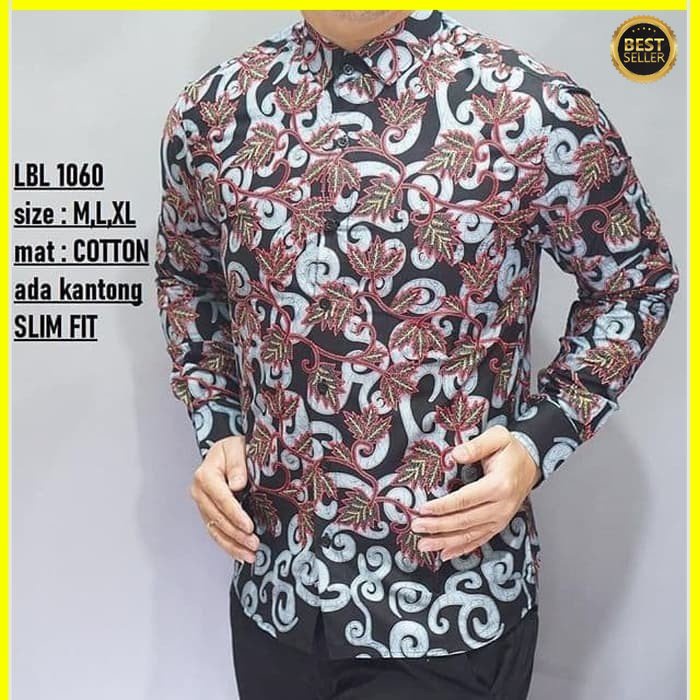 KEMEJA PRIA BATIK LENGAN PANJANG HEM BAHAN KATUN HALUS 40S LBL1060 MEWAH PREMIUM BAJU ELEGANT SIZE M L XL  SKU MS JAKARTA