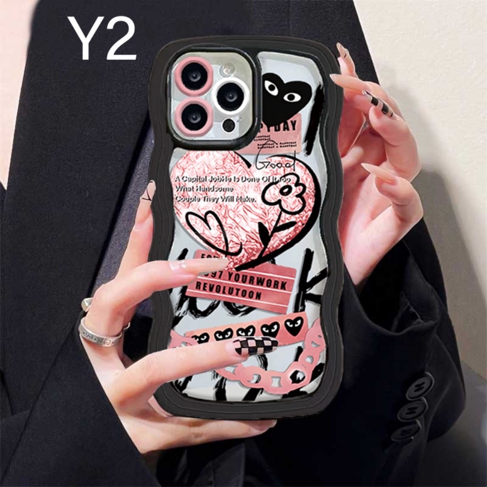 Case Redmi Note11 Pro Note11S Redmi 10C 10A 9C 9A 9T Note10 5G 10s Note9 Note8 Poco M5S X3 NFC M3 Fashion Motif Bunga Smiley Graffiti Love Hati Bergelombang Lembut Sarung Telepon