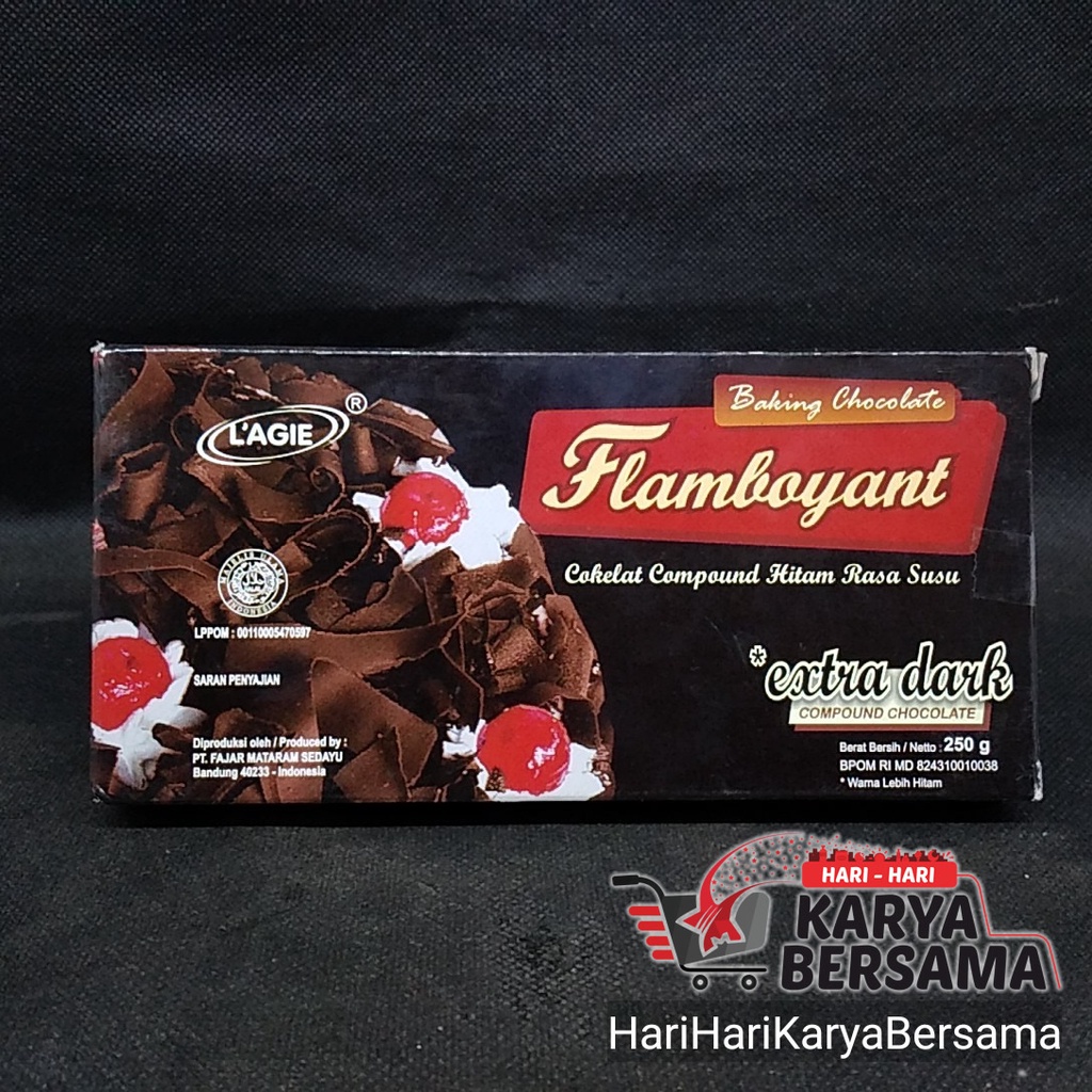 

L'AGIE FLAMBOYANT COKLAT BATANG EXTRA DARK BAHAN KUE 250GR