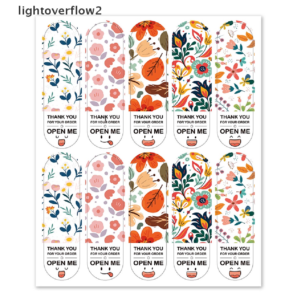 [lightoverflow2] 100pcs Thank You For Your Order Sticker Untuk Label Segel Label Warna Bunga [ID]