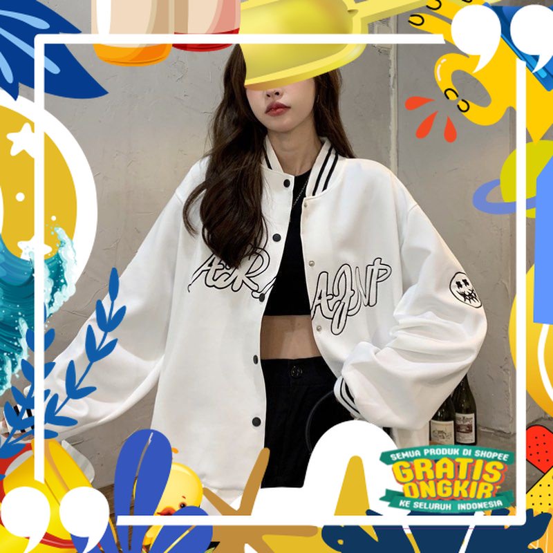 ARJP BASEBALL JAKET OVERSIZE | JACKET VARSITY PRIA WANITA | JAKET VARSITY OVERSIZE/ merah putih biru