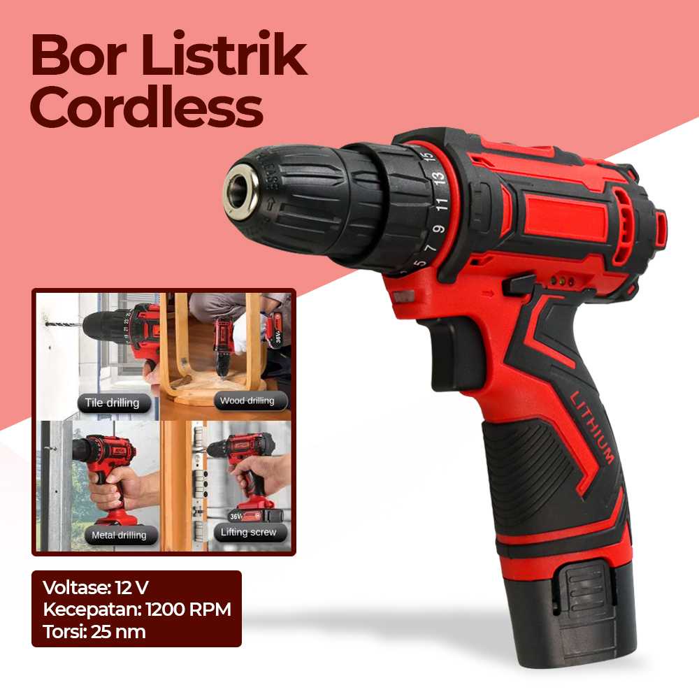 (BISA COD) FTIHSHP KRR Bor Listrik Cordless Lithium Battery Electric Screwdriver 12V - KR564