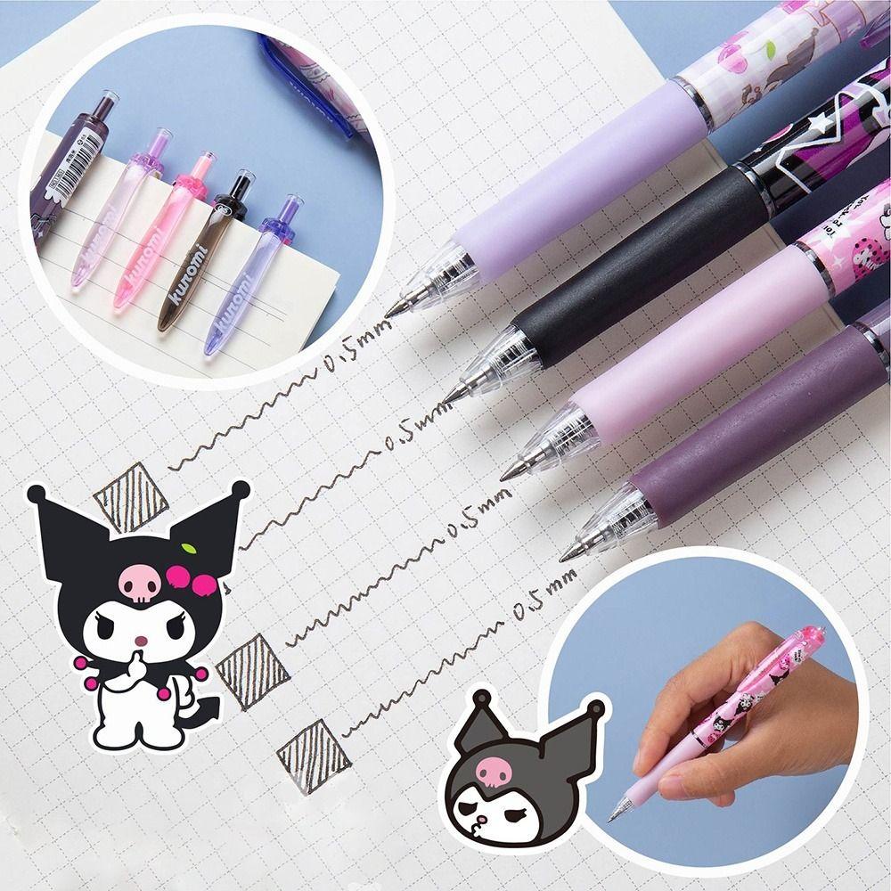 Nanas 6 Pcs/Set Gel Pen Perlengkapan Kantor Sekolah Kuromi Hadiah Siswa Tinta Hitam Bolpen Ballpoint