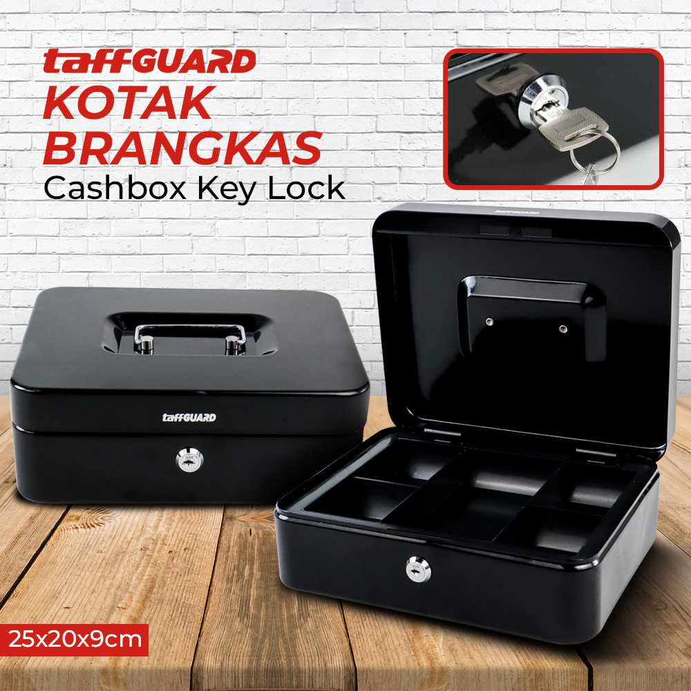 (BISA COD) FTIHSHP GUARD Kotak Uang Brankas Dokumen Cashbox Key Lock 25x20x9CM - HC-6605