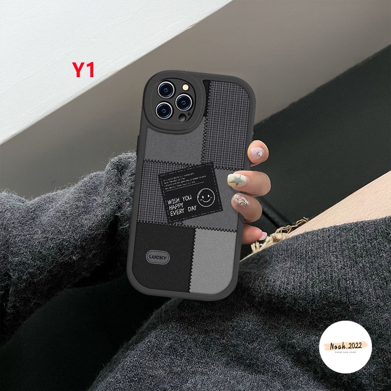 Case Untuk Samsung A14 A04 A53 A72 A73 A21s A33 A03s A04s A13 A30s A12 A02s A20 A22 A50s A11 A51 A23 A52 A31 A20s A71 A32 A50 A03 A10s A52s Jahitan Smiley Label Hitam Soft Case