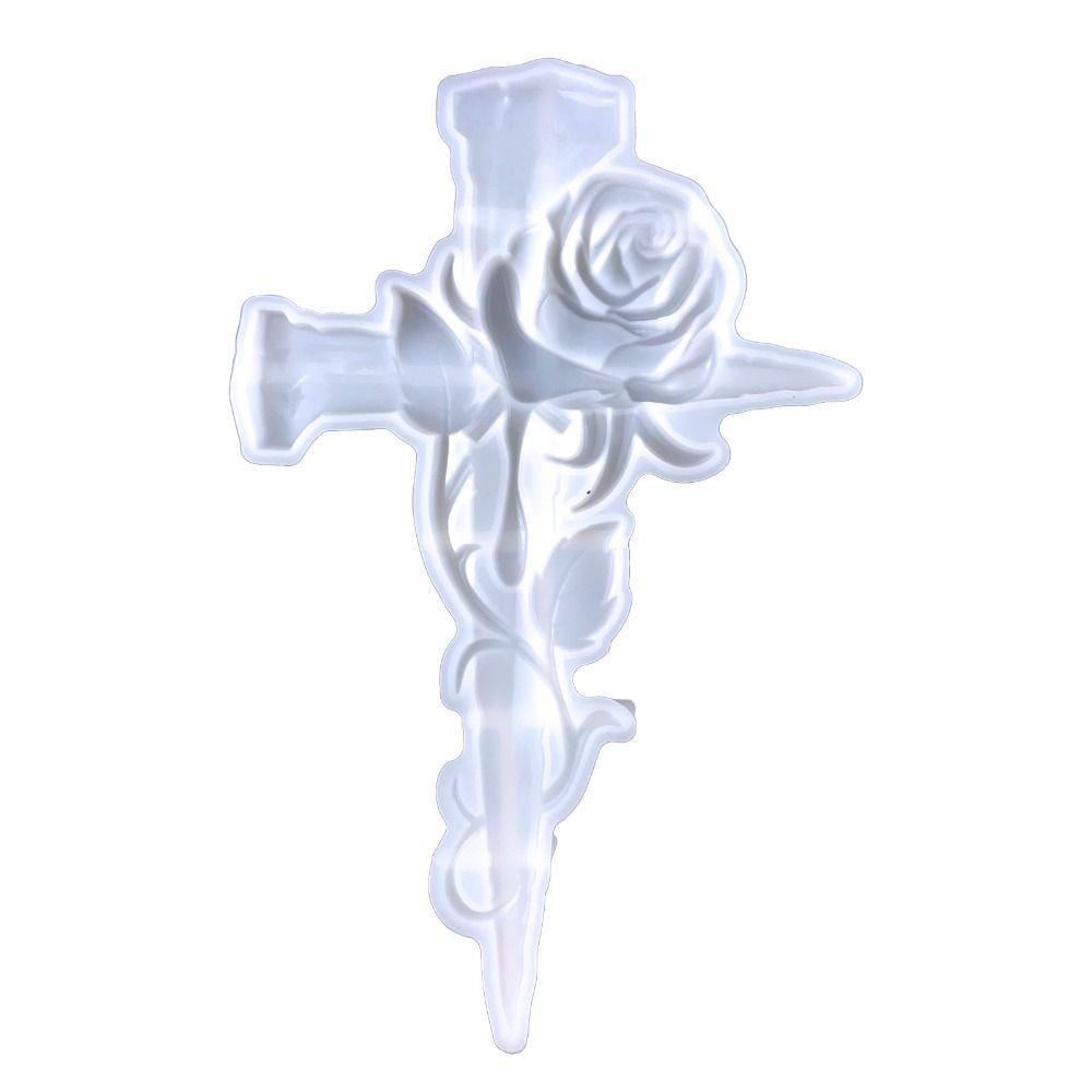 Solighter Cross Rose Cetakan Silikon Handmade Kristal Epoxy Dekorasi Dinding Casting Mold