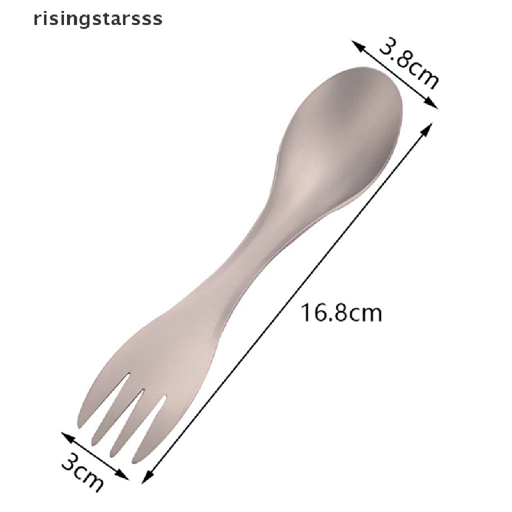 Rsid Span-new Titanium Spork Sendok Outdoor Camping Piknik Dual purpose Titanium Fork Spoon Ultralight Cookware Portable Peralatan Camping Jelly