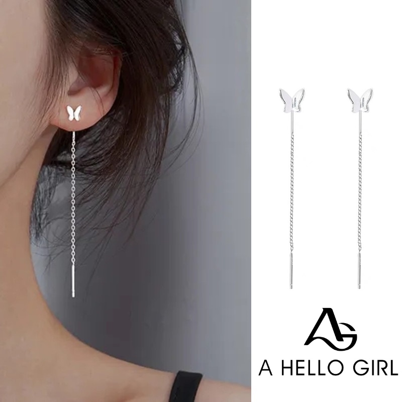 CHARMS Butterfly Anting Rumbai Desain Kupu-Kupu Bahan Metal Warna Silver / Gold Untuk Wanita
