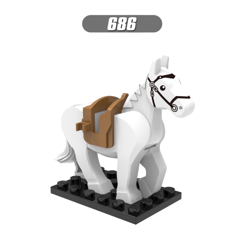 Three Kingdoms War Horse Kuda Perang Kuno Mini Figure Hewan Boneka Puzzle Rakitan Mainan Blok Bangunan