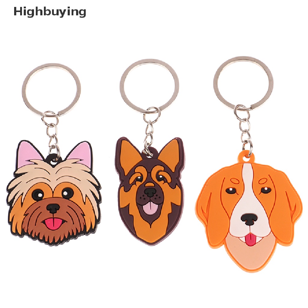 Hbid 1pc Gantungan Kunci PVC Lucu Hewan Kartun keychain Indah mini Bentuk Anjing key holder Cocok Wanita Pria Anak Kunci Aksesoris Glory