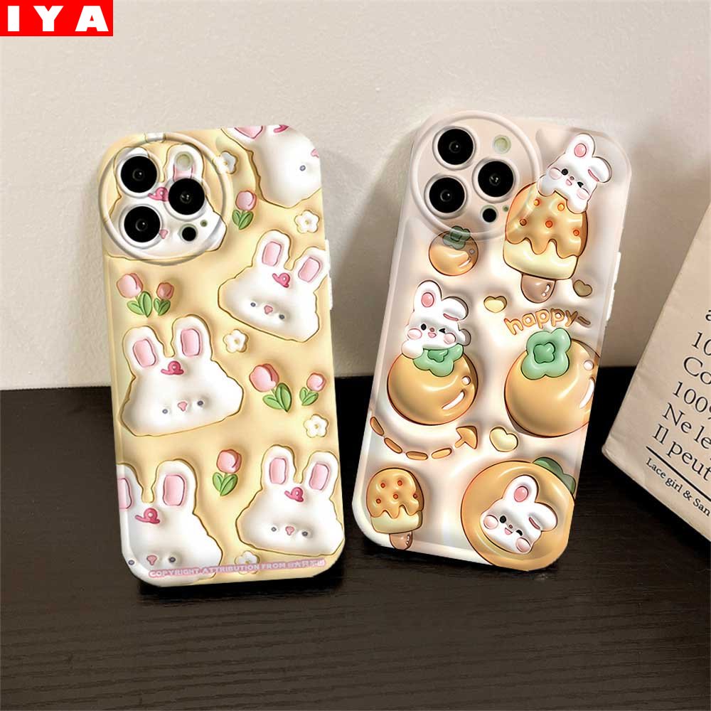 Bunga Kelinci Case OPPO A57 A16 A16K A17 A5S A12 A3S A12E A92 A52 F1S A53 A33 A31 A9 A5 A15 A15S A54 F9 C1 Cute Air Cushion TPU Phone Cover