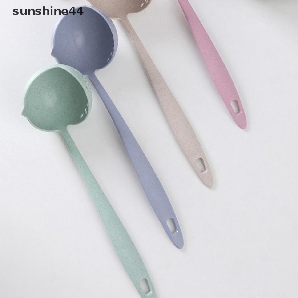 Sunshine Sendok Sup Gagang Panjang 2in1 Sendok Slotted Home Strainer Cooking Colander Kitchen Scoop Aksesoris Dapur Plastik ID