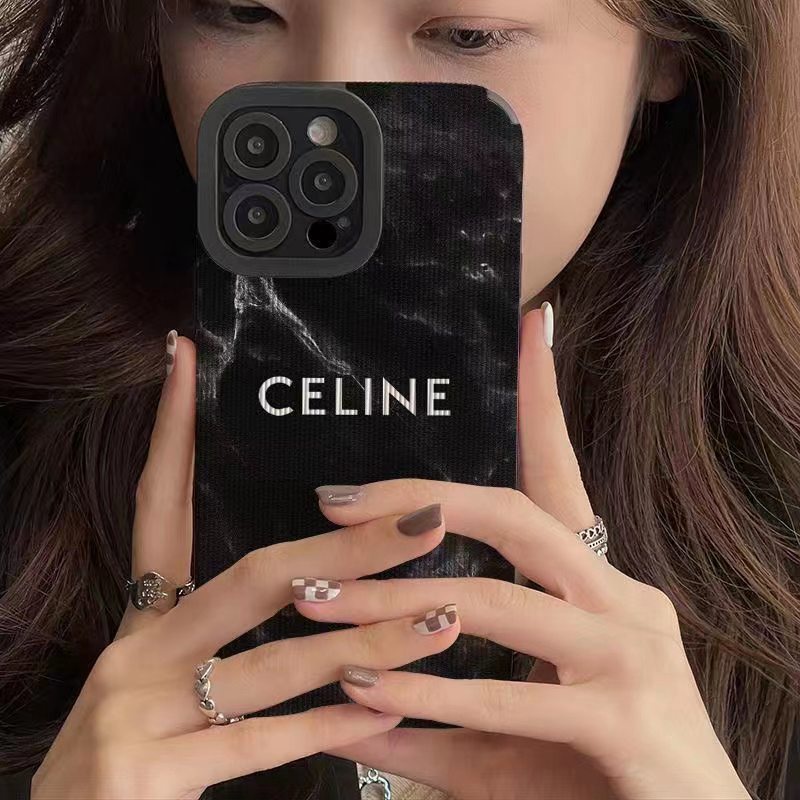 Fashion！Black Marble CELINE Soft Case iP iPhone 7 8 Plus SE 2020 X XR XS Max 11 12 13 14 Pro Max FTD Stripe Casing Apple