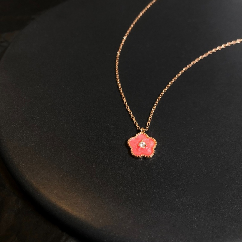 Magic789 Manis Bersinar Zirkon Merah Muda Bunga Liontin Emas Kalung Untuk Wanita Perempuan Lucu Blossom Tulang Selangka Rantai Temperamen Aksesoris Leher