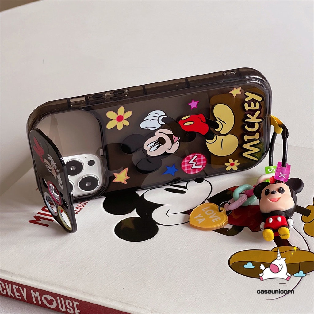 IPHONE Kartun Mickey Minnie Mouse Kompatibel Untuk Iphone11 7 8 Plus XR 14 13 12 11 Pro MAX X XS MAX SE 2020 Kuromi Lucu Shockproof Creative Flip Make Up Mirror Soft TPU Case