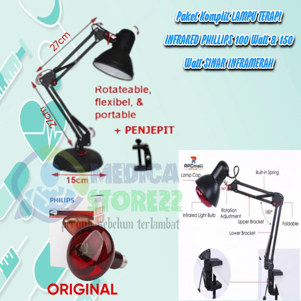 Paket Lampu Terapi Infrared Philips Tiang + Bohlam Philips Original / Infrared Terapi