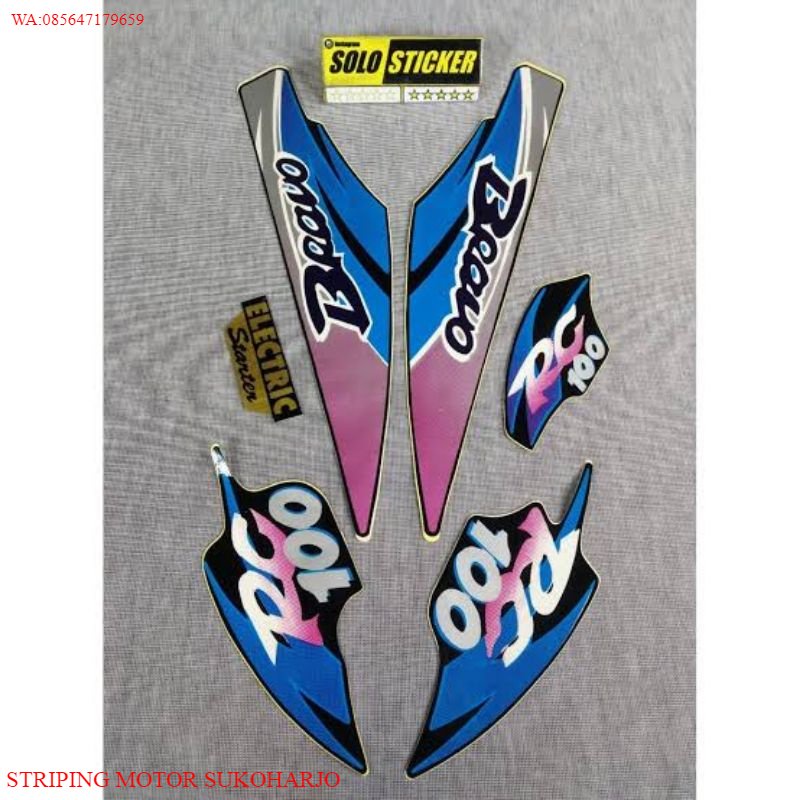 (ORI) Striping Lis Stiker Standar Ori Suzuki Bravo Rc 100 Electrik stater Hitam biru Striping Origin