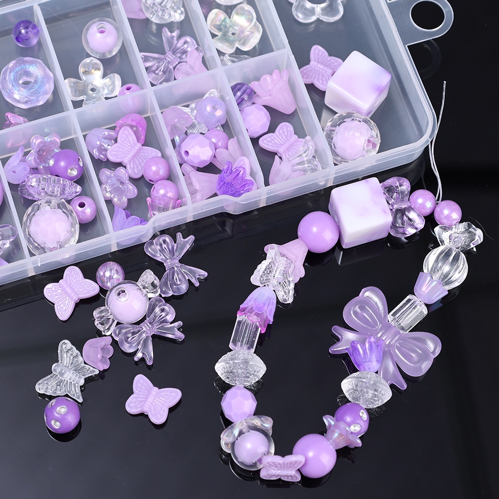 50g Akrilik Bening Gelang Pesona DIY Perhiasan Gelang Membuat Perhiasan Aksesoris 0.8-4cm Campur Pola Geometris Berwarna Manik-Manik
