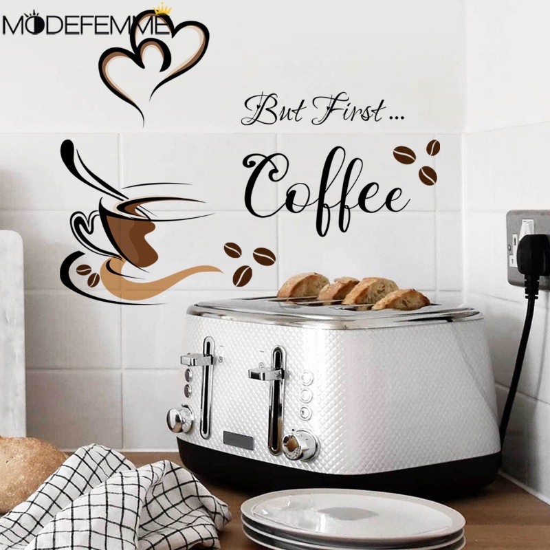 Background Mempercantik Seni Decal Tahan Air Tahan Debu Wallpaper Kamar Tidur Aula Dapur Dekorasi Aksesoris Self Adhesive PVC Dinding Aplikasi Cinta Hati Cangkir Kopi Pola Stiker