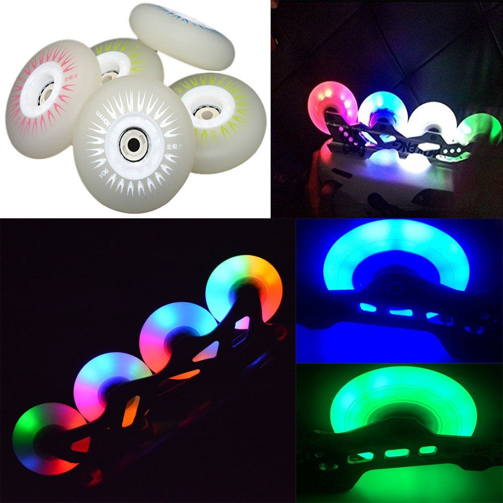 Lampu Flash Led Inline Deslizante Skate wheel shinny Roda Sepatu Roda Roller Skate 76mm 80mm 90A