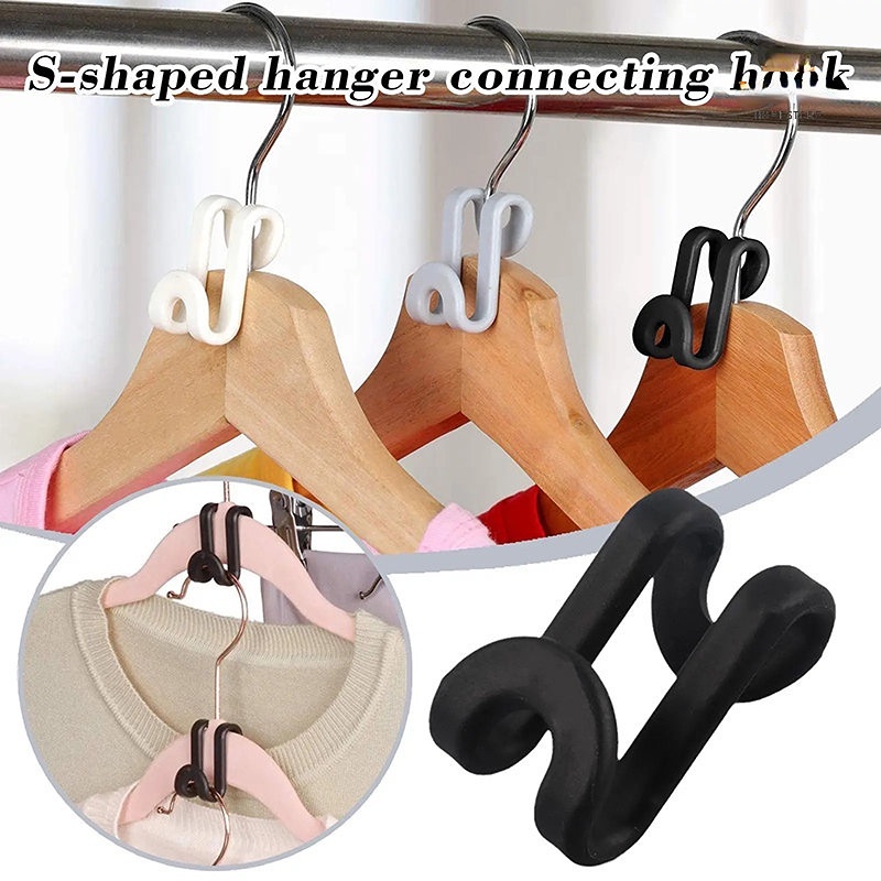 5pcs Stackable S-type Hanging Pegs Clothes Hanger Kait Penghubung Hemat Ruang Lemari Organize Tool Non-slip Topi Syal Rak Kuat Beban Bantalan Rak Plastik