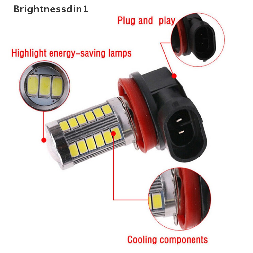[Brightnessdin1] 1pc Super Terang H8/H11 33-LED Putih Lampu Kabut Mobil Headlight Driving Lamp Bohlam Butik