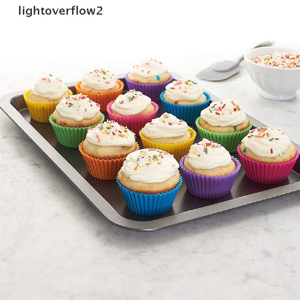 [lightoverflow2] 5pcs Cetakan Silikon Bulat Cupcake Muffin Cup Baking Cookies Egg Tart Jelly Mold [ID]