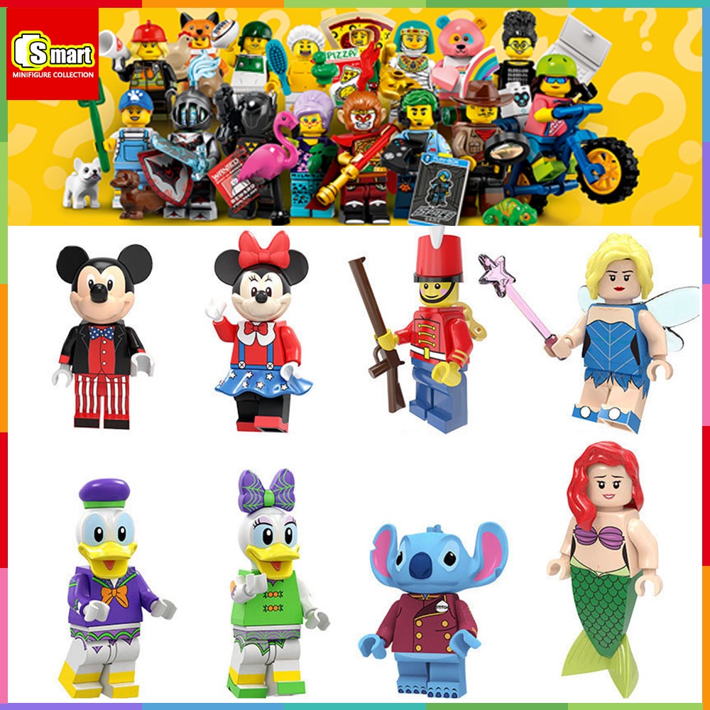 Disney Mini Angka Mickey Minnie Donald Duck Daisy The Nutcracker Karakter Kartun Stitch Mermaid Ariel Mainan Blok Bangunan