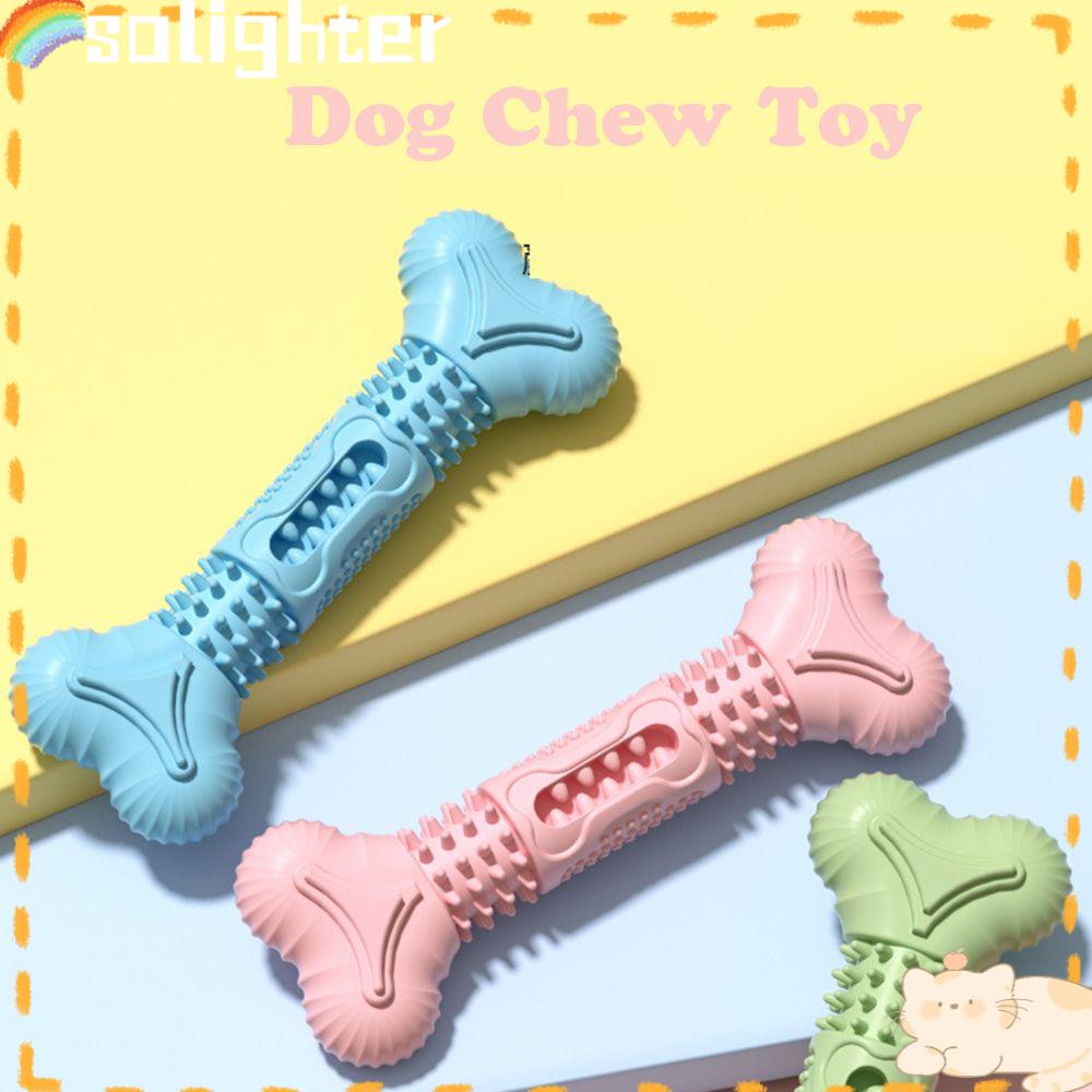 Solighter Dog Chew Toys Mainan Hewan Peliharaan Lucu Bentuk Tulang Interaktif