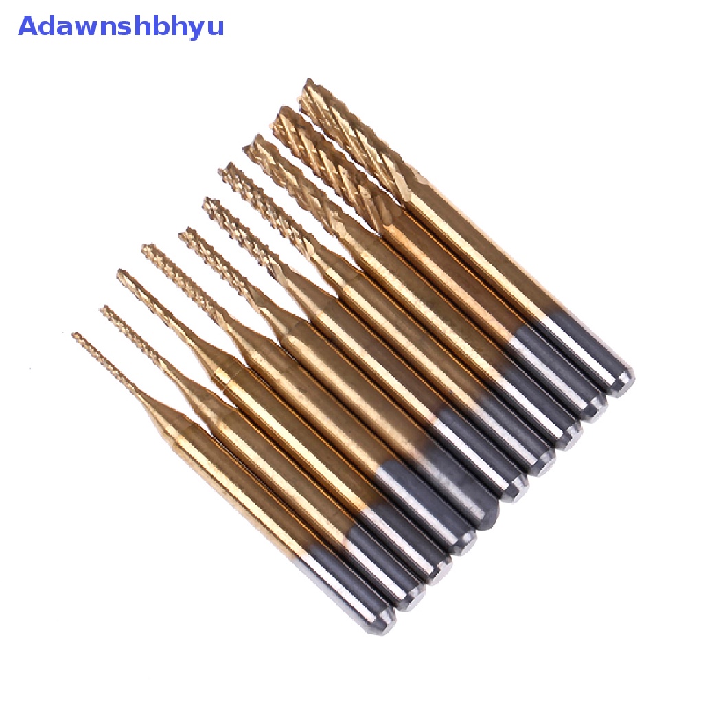 Adhyu 10x1/8 ''0.8-3.175mm Mata Bor PCB Set Engraving Cutter Rotary CNC End Mill ID