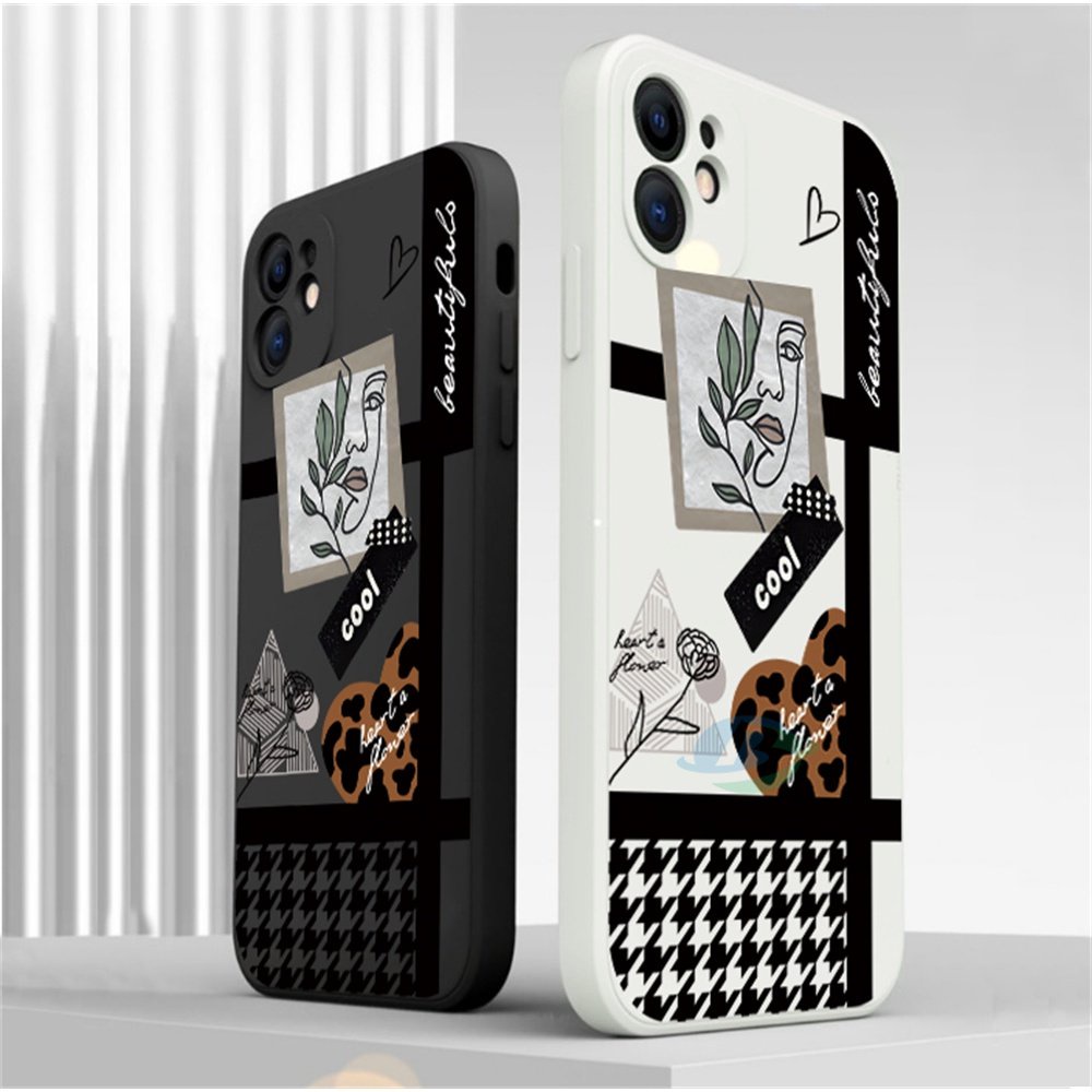 Casing hp Huawei P30 Lite Nova 5T Nova 3i Nova 7i Y6P Y7A Y6 Pro Y7 Pro 2019 Y9S Motif Houndstooth Dan Leopard Hati Silikon Lembut Case Ponsel Binteacase