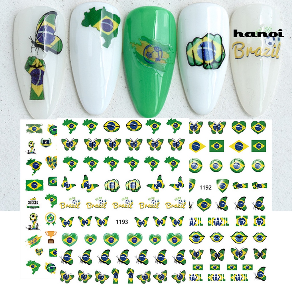 Hi Stiker Kuku Pola Indah Warna Hidup Perekat Diri Kuat Lengket Yang Dapat Dilepas Dekoratif Ultra-Tipis Gaya Sepak Bola DIY Mudah Mengelupas Kuku Stiker Perlengkapan Kuku