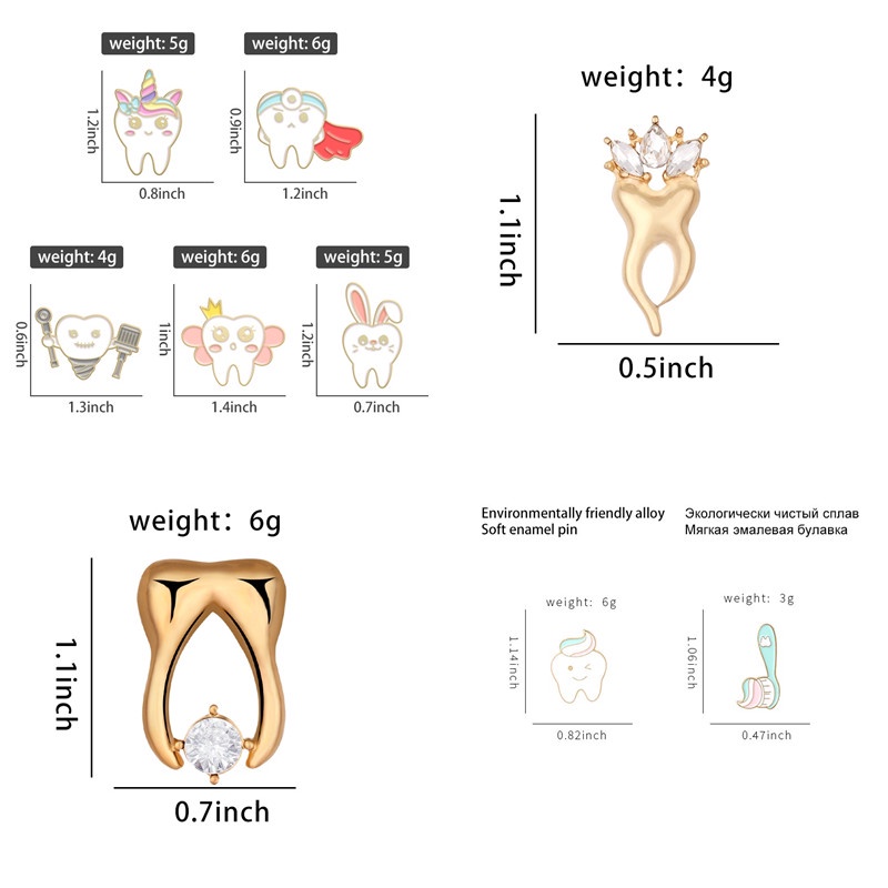 20gaya Kreatif Sikat Gigi Enamel Bros Lucu Kartun Gigi Pin Ransel Lencana Hadiah Untuk Teman Untuk Melindungi Gigi