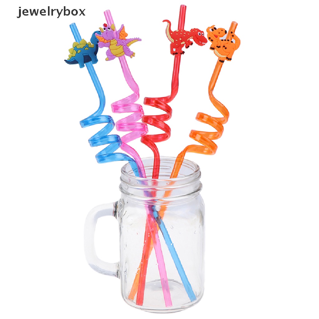 [jewelrybox] 8pcs Sedotan Bar Sedotan Minum Plastik Dinosaurus Untuk Dekorasi Pesta Ulang Tahun Anak Butik