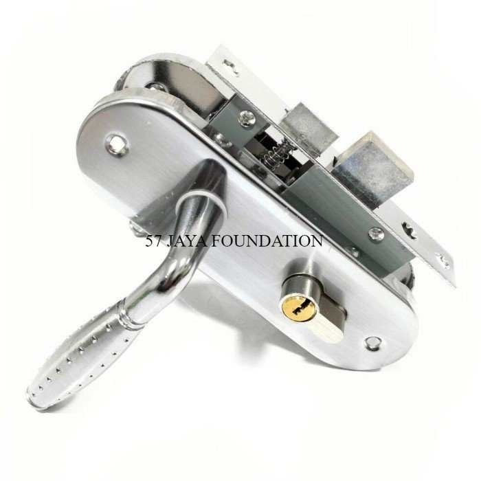 HANDLE KECIL SET GRANAT/BULAT PUTIH / GAGANG KUNCI PINTU RUMAH - TANPA BUBBLE