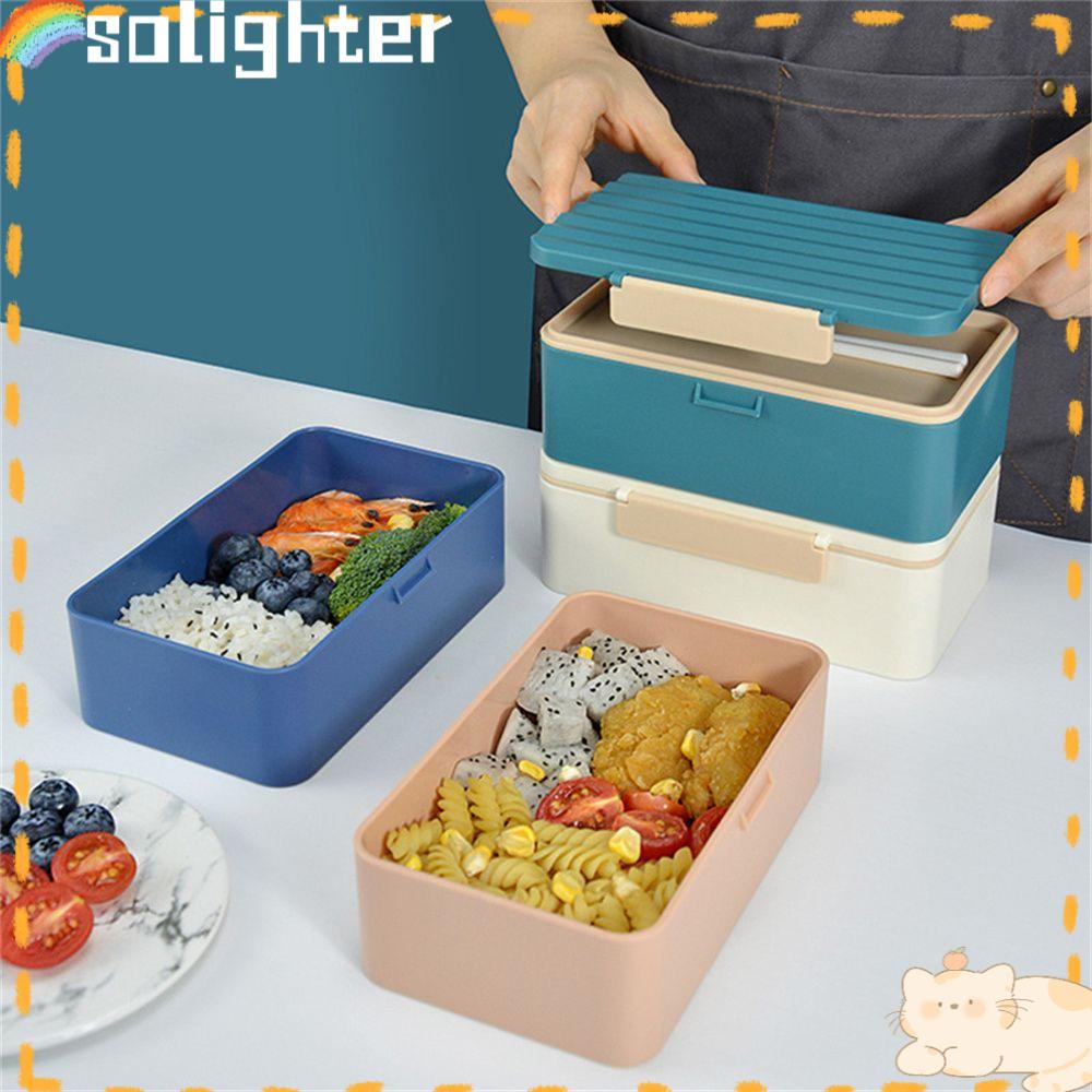 Solighter Lunch Box Sekolah Peralatan Makan Rumah Kantor Portable Microwave Pemanas Bento Kotak Penyimpanan