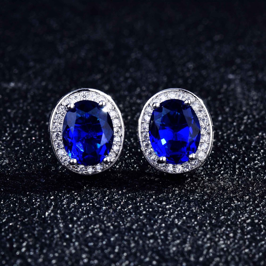 Goldkingdom Aksesoris Perhiasan Fashion Ready Stock Eropa Dan Amerika Temperamen Fashion Oval Zirkon Anting Perempuan Berlapis Emas Perhiasan Pesta Minimalis