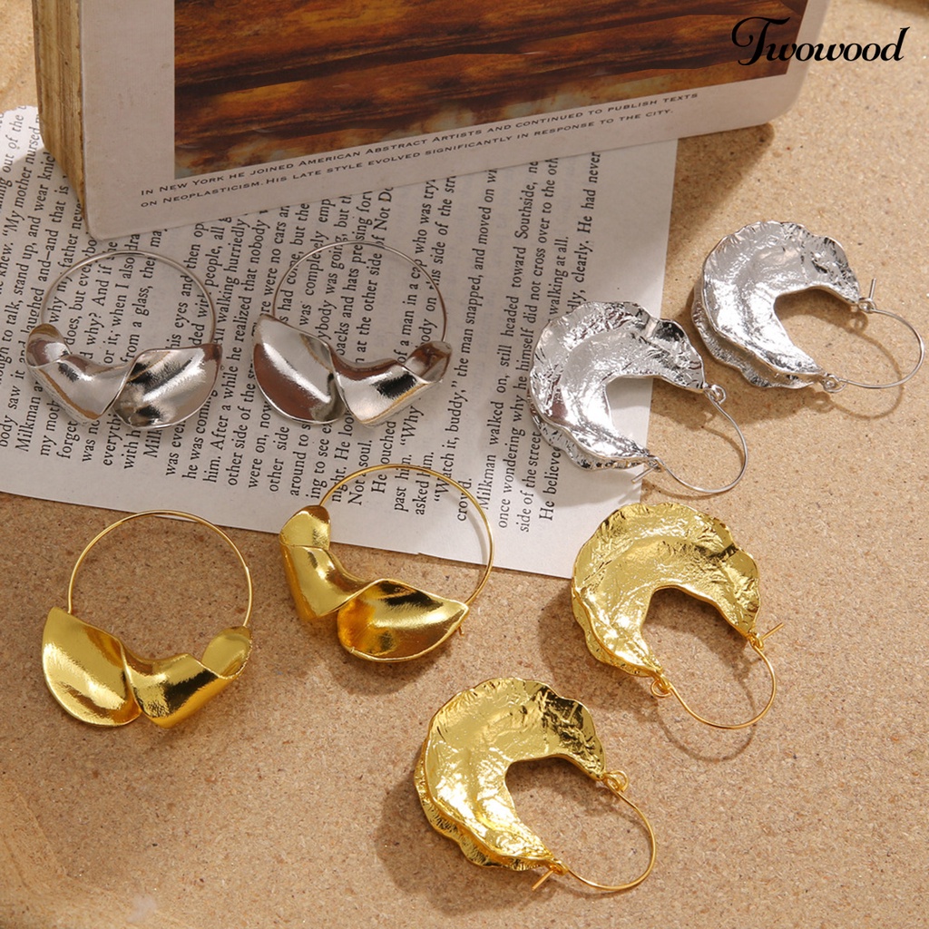 Twowood 1pasang Statement Earrings Retro Punk Tetesan Air Logam Berat Mewah Warna Emas Perak Drop Earrings Fashion Jewelry