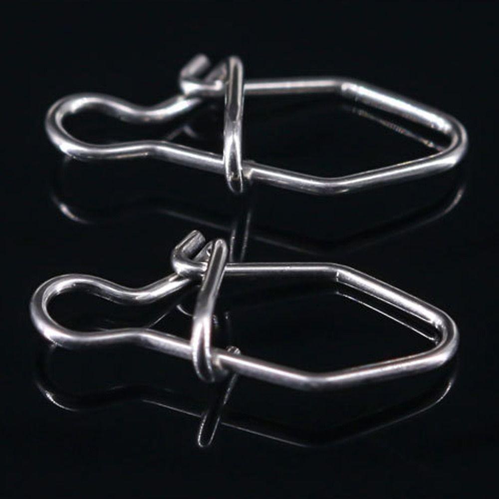 TOP 100 Pcs Memancing Gantung Snap Portable Kualitas Tinggi Cepat lock Stainless Steel Line tackle Oval Split Rings