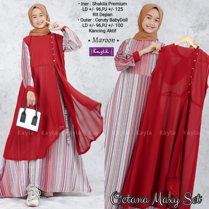 GAMIS ANAK SIZE TANGGUNG (REMAJA) OCTANA MAXY BY KAYLA Spesial - MAROON