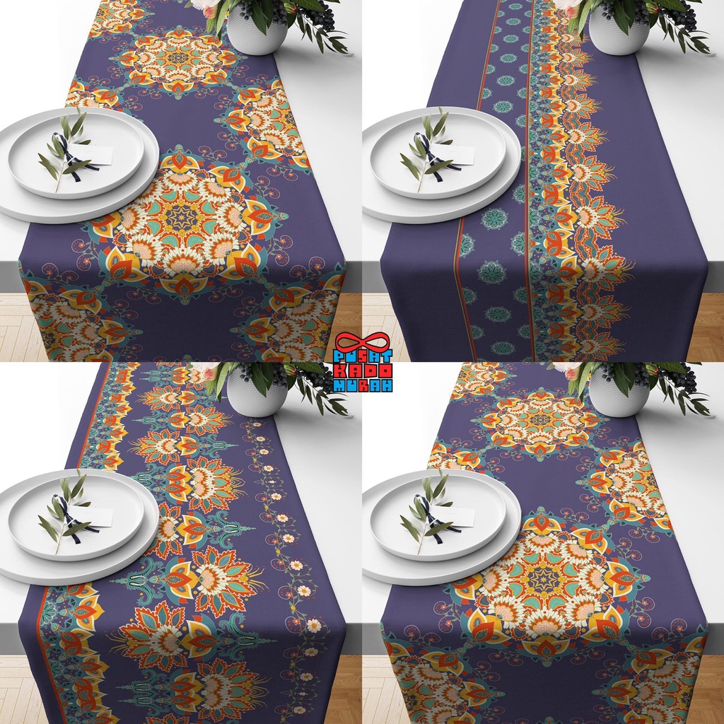 Table Runner Taplak Meja Print Motif Royal Lavender 140x40 dan 230x40  cm - Pusat Kado Murah
