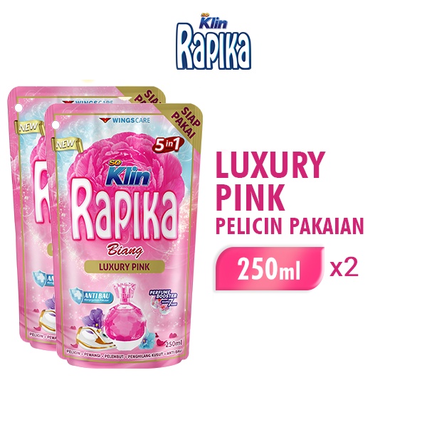 Rapika Biang Pewangi Pakaian Luxury Pink Pouch 250 ml x2