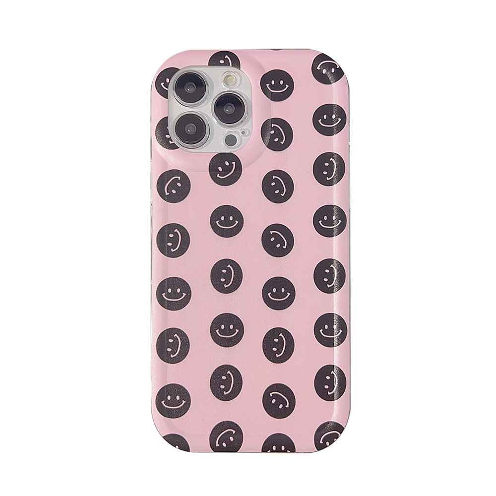 IPHONE Ins Pink Emoji Case Silikon Untuk Iphone14 11 12 13 PRO MAX Casing Cover Pelindung AT0089